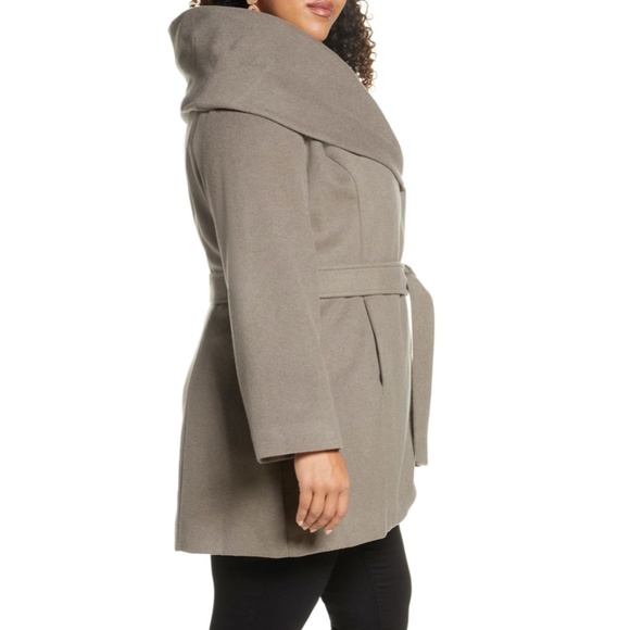 ☘️NWT Halogen Wool Blend Hooded Wrap Coat - Picture 2 of 9